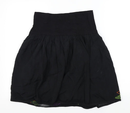 DEBINHAMS Womens Black Floral  Flare Skirt Size 8