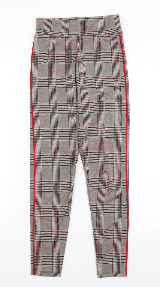 M&S Womens Brown Plaid  Trousers  Size 6 L25.5 in