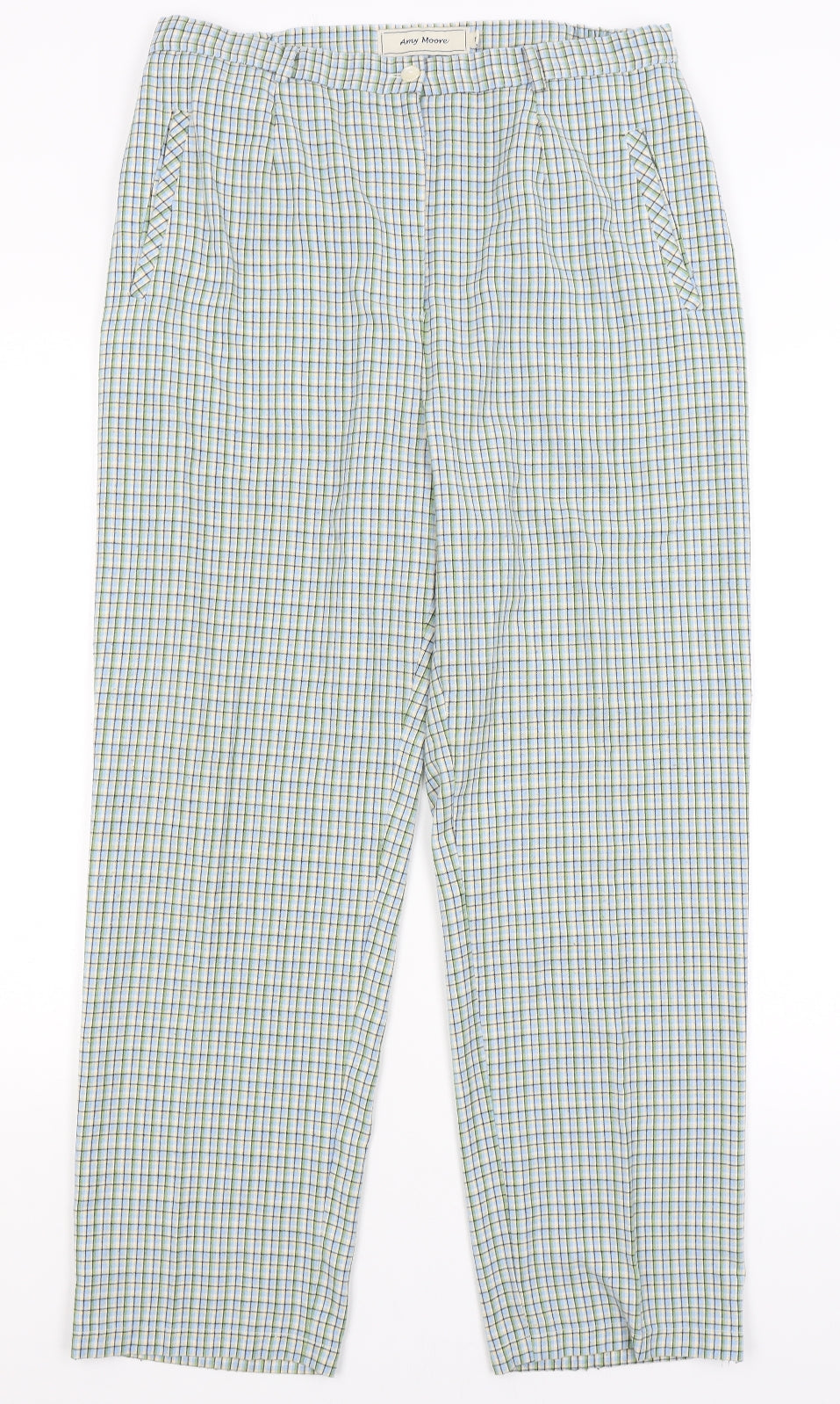 Amy Moore Womens Green Check  Trousers  Size 18 L28 in