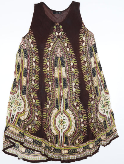 Odel Womens Brown Paisley  A-Line  Size 10
