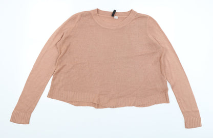 Womens UK Size M Divided Pink Pullover Jumper