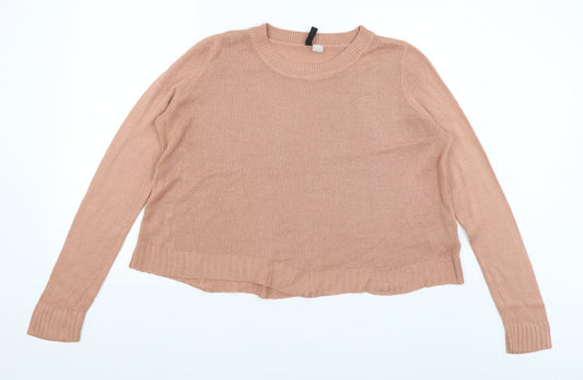 Womens UK Size M Divided Pink Pullover Jumper