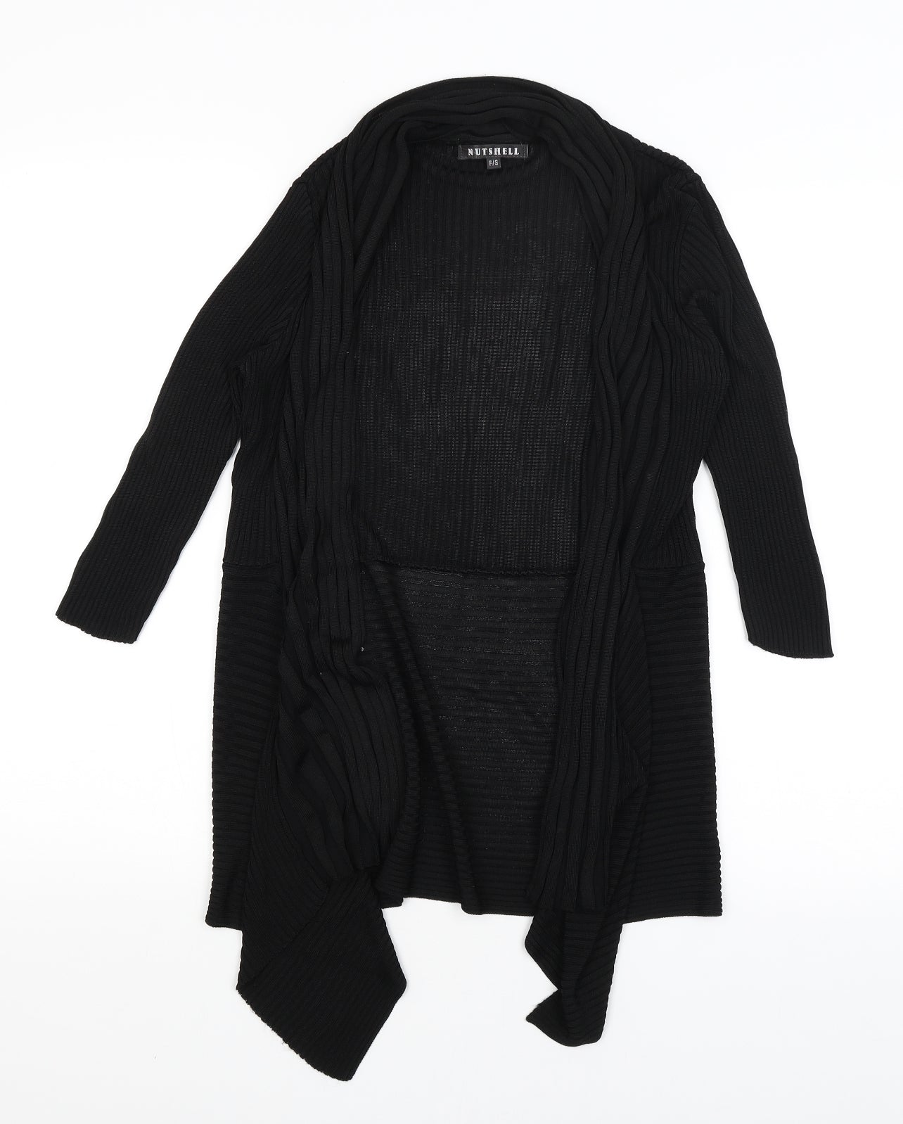 Womens UK Size S Nutshell Black Wrap Jumper
