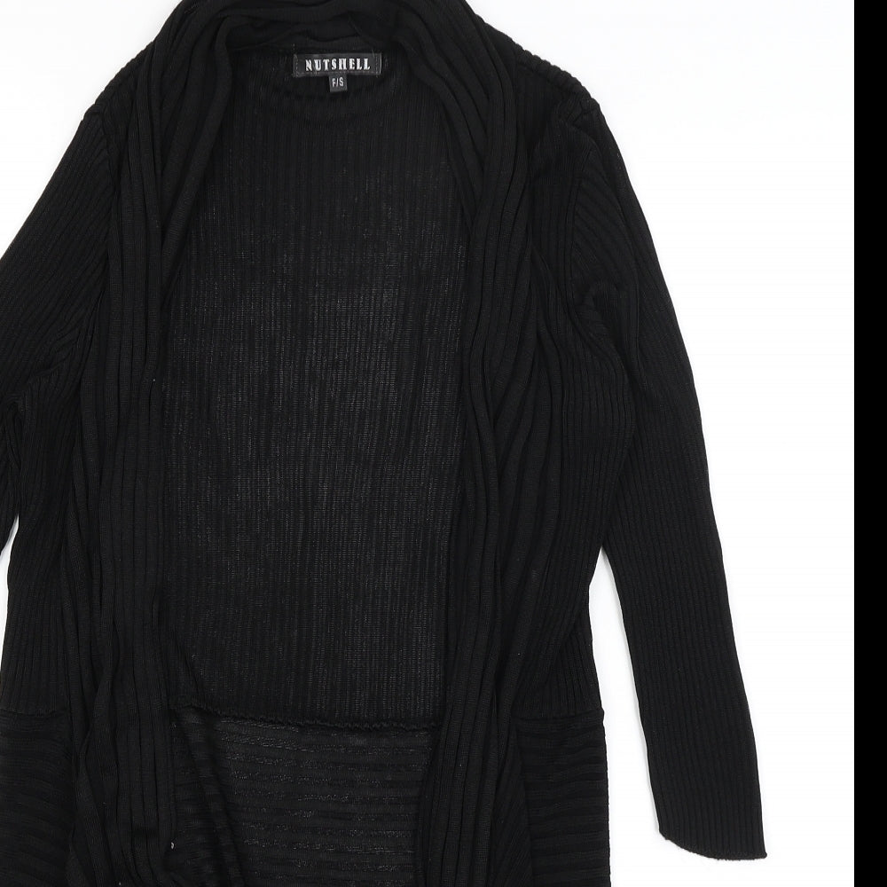 Womens UK Size S Nutshell Black Wrap Jumper