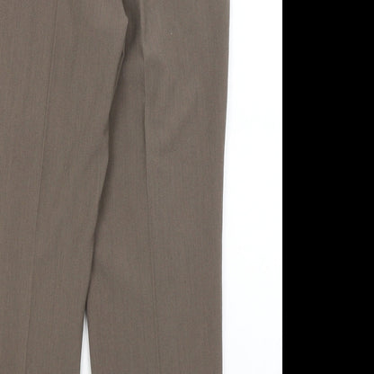 Womens UK Size 10 Classic Regular Fit Dress Pants Brown Trousers