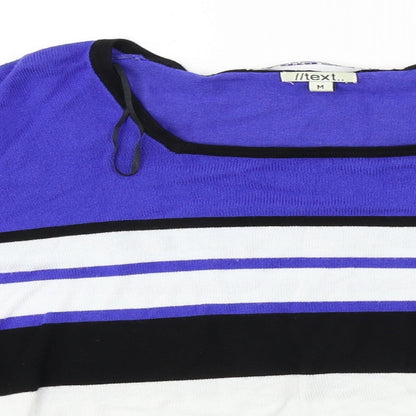 Womens UK Size M TEXT Blue Pullover Jumper