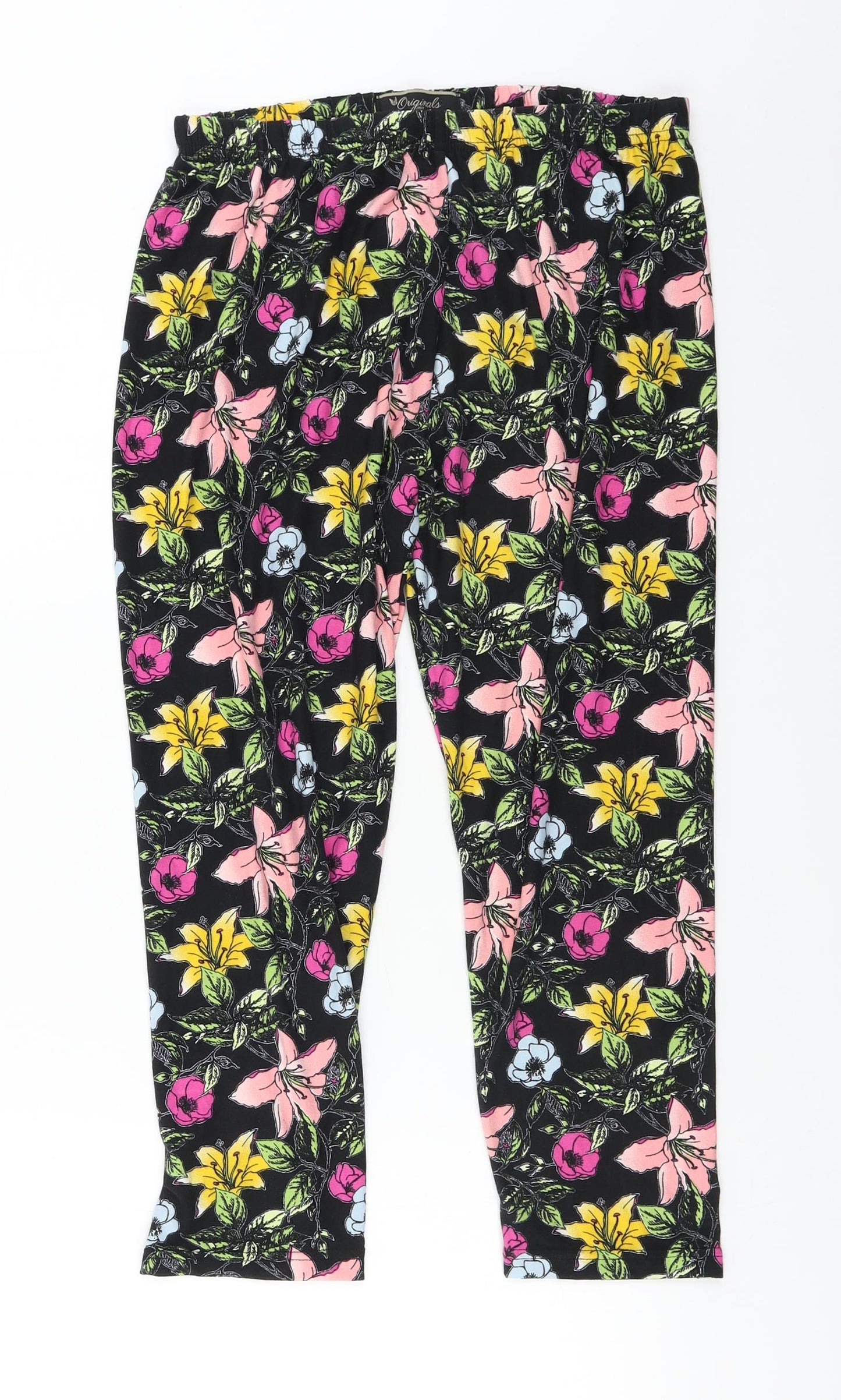 Origionals   Womens Black Floral  Trousers  Size L L20 in