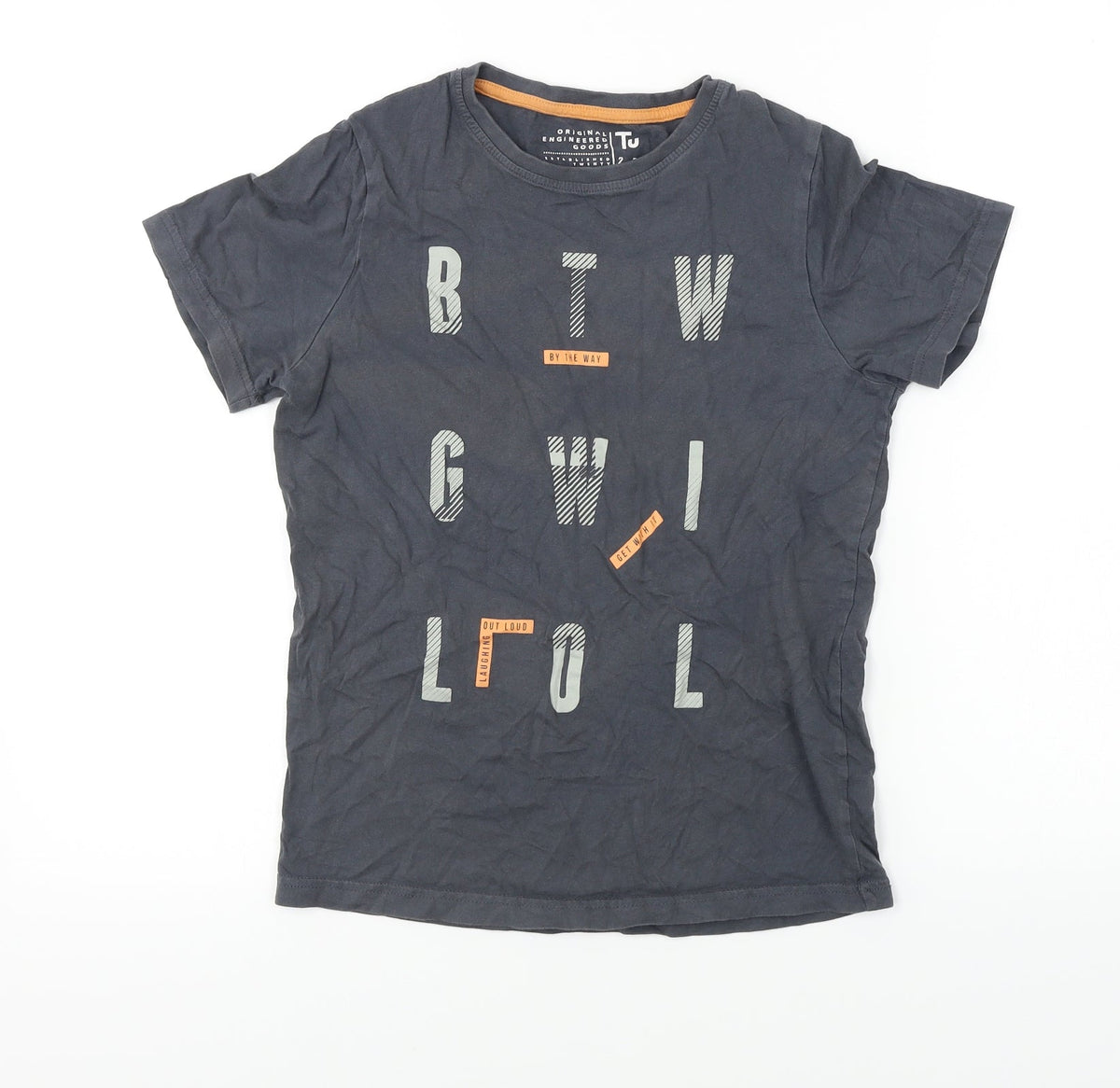 Tu Boys Grey   Basic T-Shirt Size 12 Years