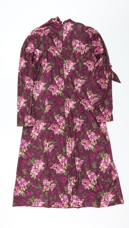 Preworn  Womens Purple Floral  A-Line  Size 14