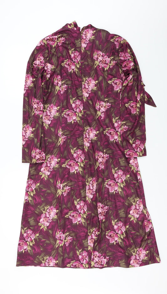 Preworn  Womens Purple Floral  A-Line  Size 14