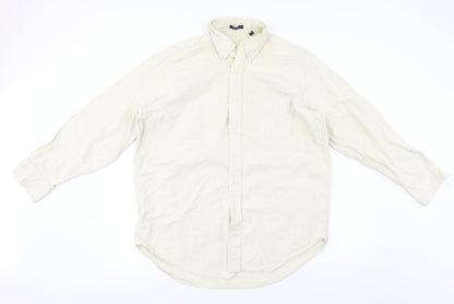 Mens UK Size 16 Preworn Beige  Button-Up Long Sleeve Casual Shirt