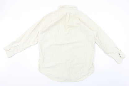 Mens UK Size 16 Preworn Beige  Button-Up Long Sleeve Casual Shirt