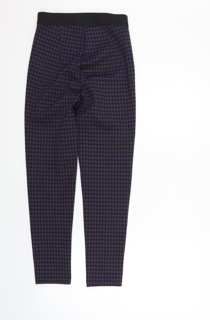 Marks and Spencer Womens Purple Check  Jegging Leggings Size 6 L26 in