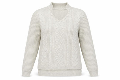 Womens UK Size 10 beyou Beige Henley Jumper