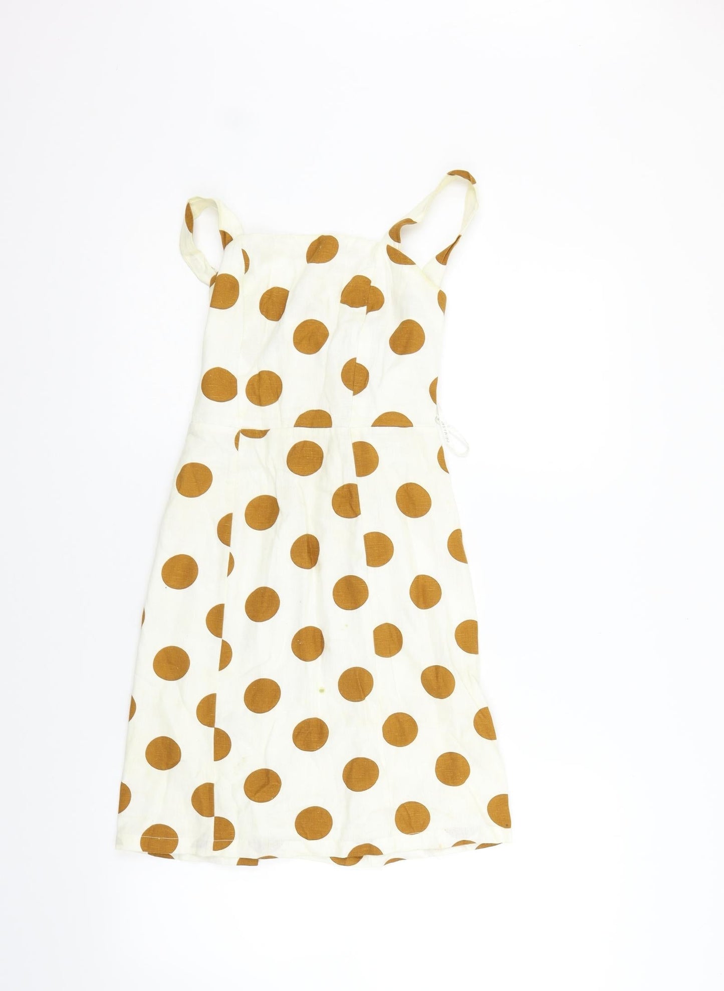 Primark Womens White Polka Dot  Fit & Flare  Size 4  - washable marks
