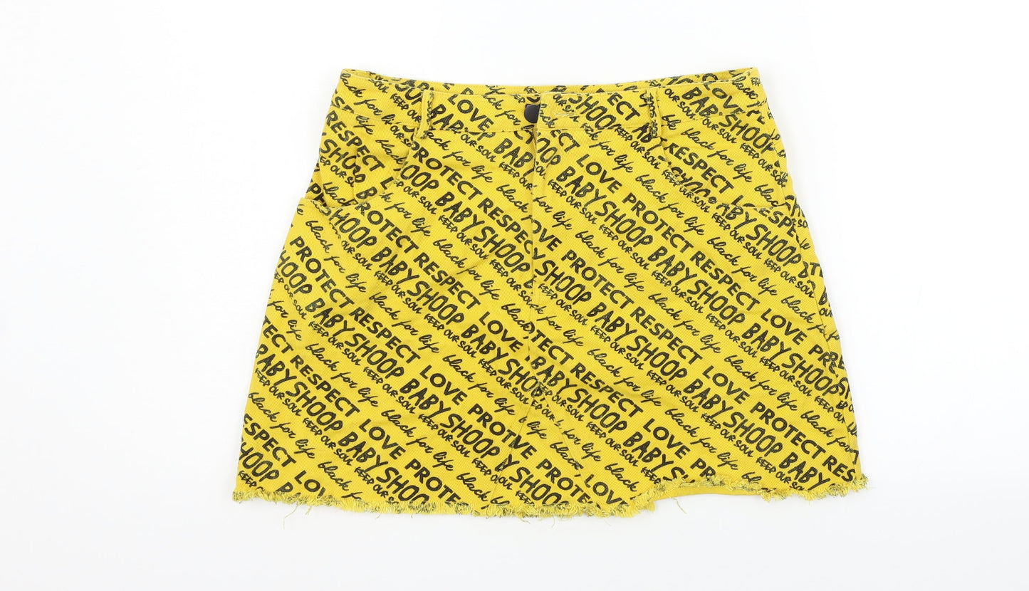 SheIn Womens Yellow Geometric  Flare Skirt Size M