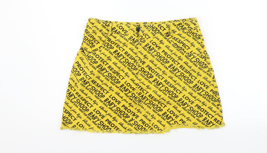 SheIn Womens Yellow Geometric  Flare Skirt Size M