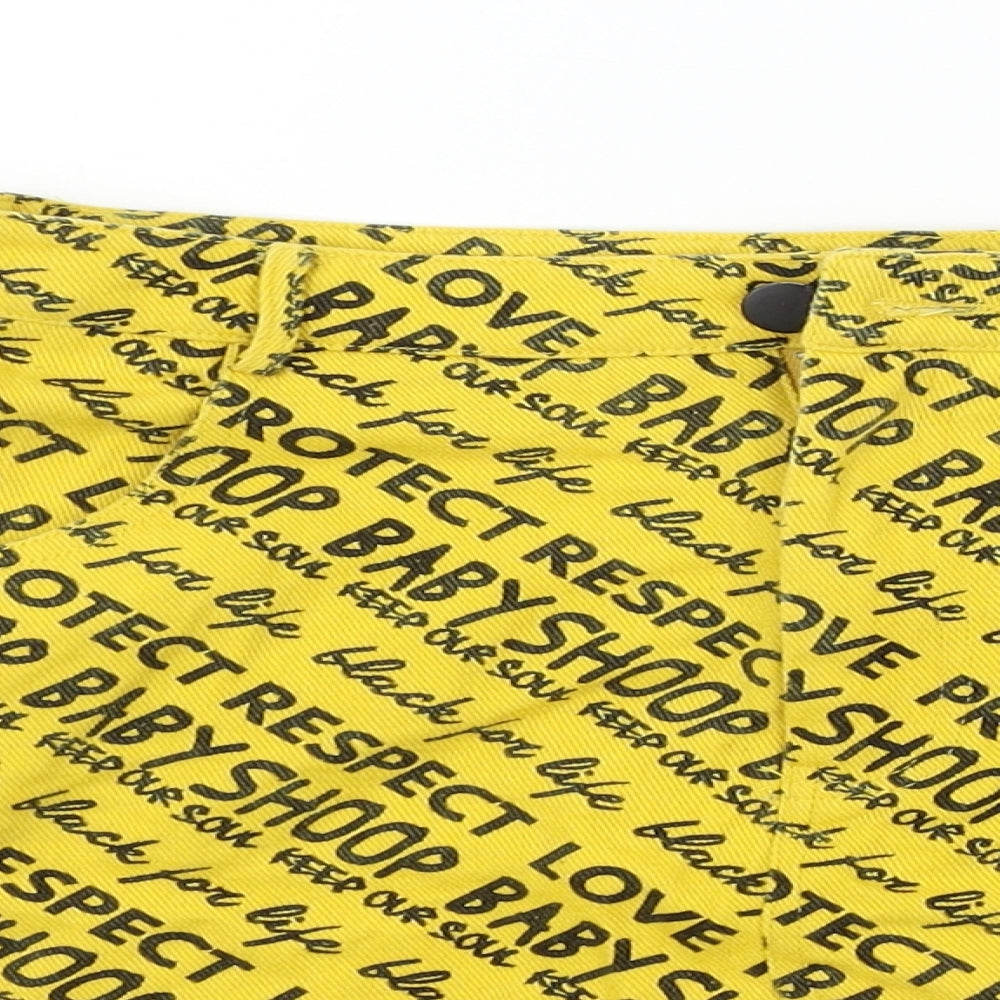 SheIn Womens Yellow Geometric  Flare Skirt Size M