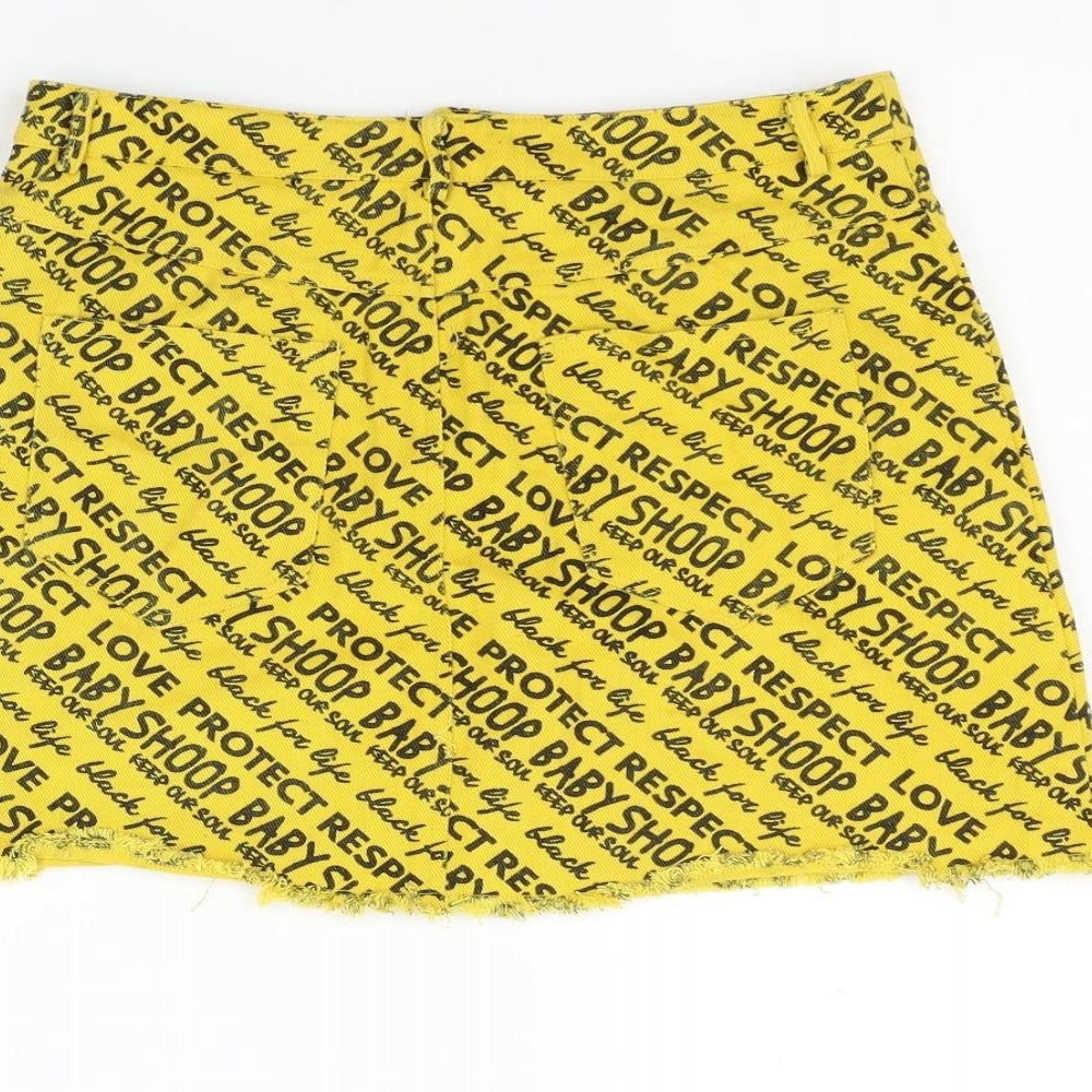 SheIn Womens Yellow Geometric  Flare Skirt Size M