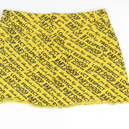 SheIn Womens Yellow Geometric  Flare Skirt Size M