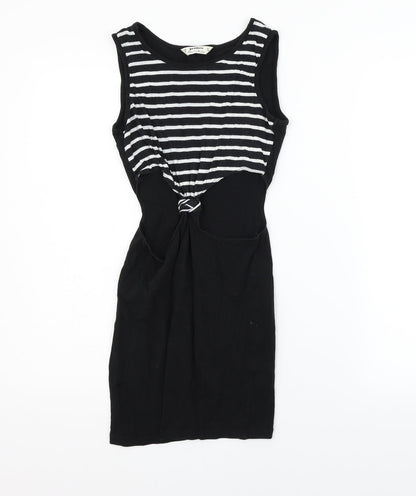 Miss Selfridge Womens Black Polka Dot  Fit & Flare  Size 6