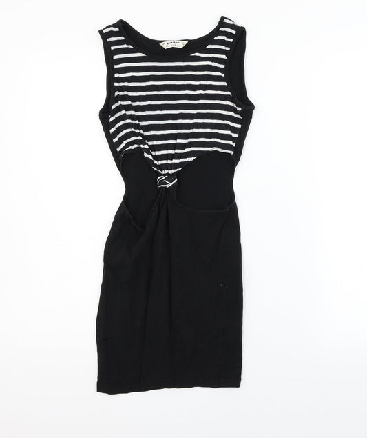 Miss Selfridge Womens Black Polka Dot  Fit & Flare  Size 6