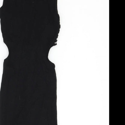 Miss Selfridge Womens Black Polka Dot  Fit & Flare  Size 6