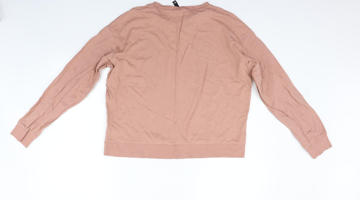 Womens UK Size M Divided Beige Henley Jumper