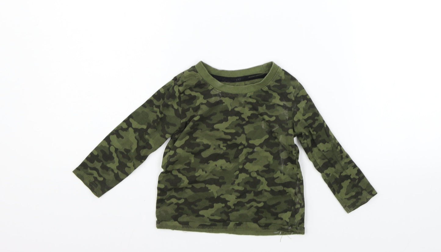 Primark Girls Green Geometric  Basic T-Shirt Size 12-18 Months