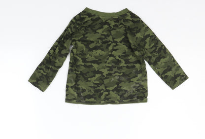 Primark Girls Green Geometric  Basic T-Shirt Size 12-18 Months