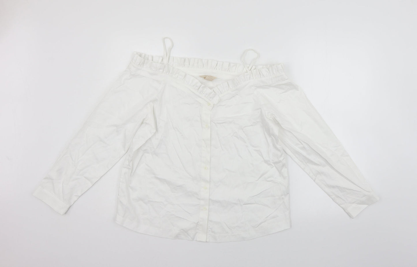 Womens UK Size 8 H&M White Basic Button-Up