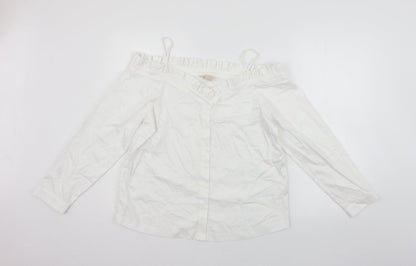 Womens UK Size 8 H&M White Basic Button-Up
