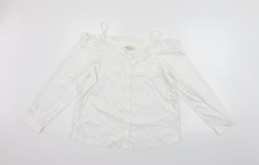 Womens UK Size 8 H&M White Basic Button-Up