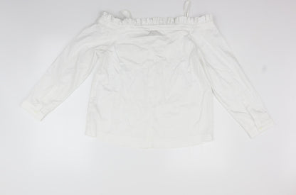 Womens UK Size 8 H&M White Basic Button-Up