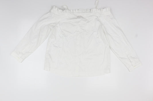Womens UK Size 8 H&M White Basic Button-Up