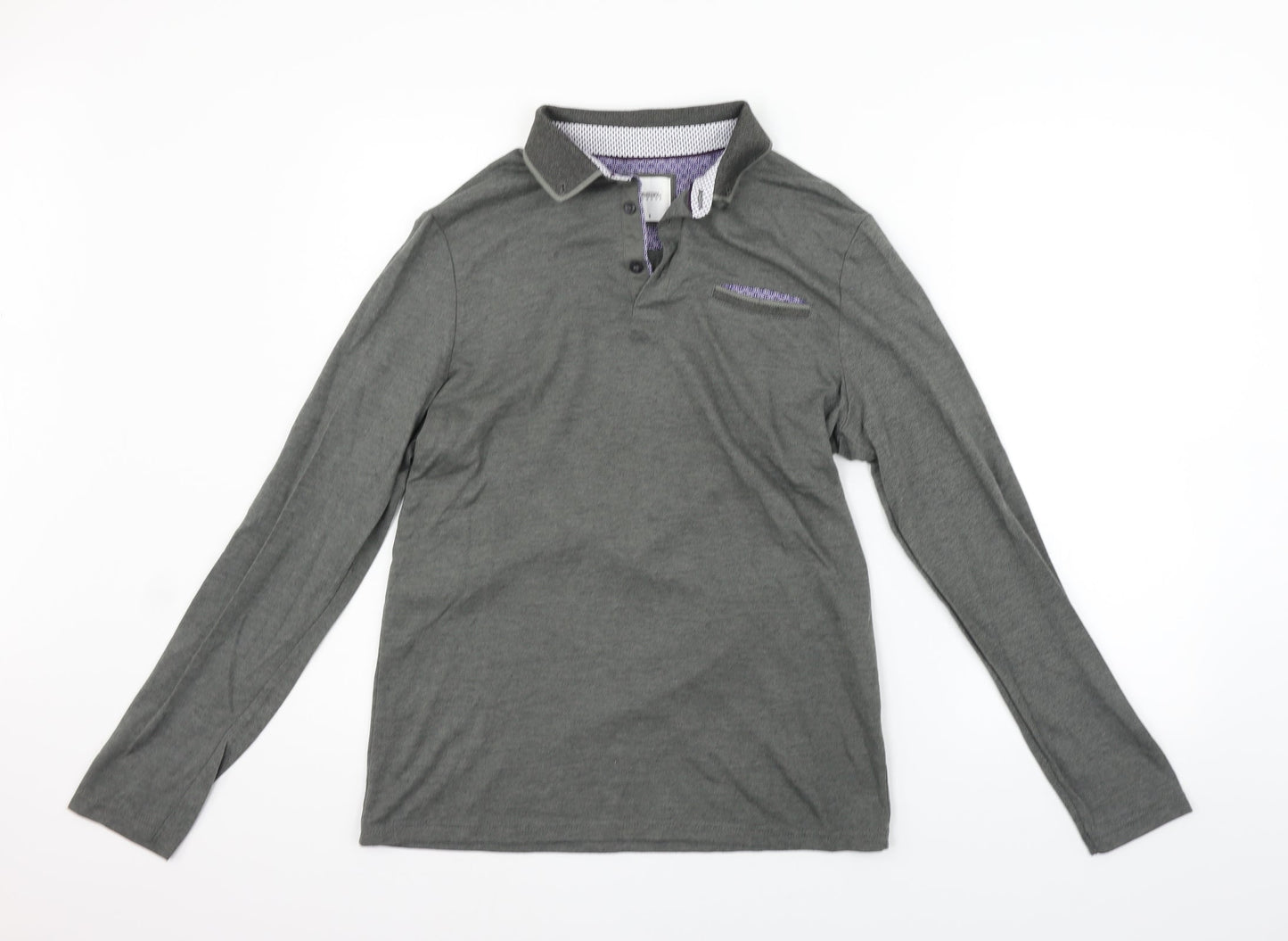 Mens UK Size S Burton Menswear Green  Button-Up Long Sleeve Casual Shirt