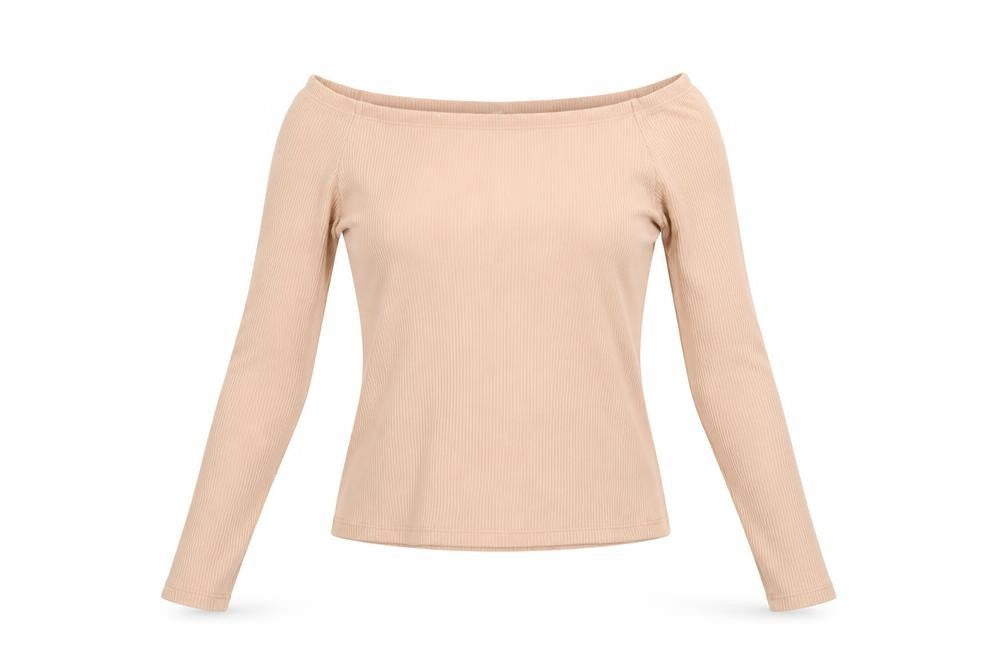 Womens UK Size L Divided Beige Basic T-Shirt