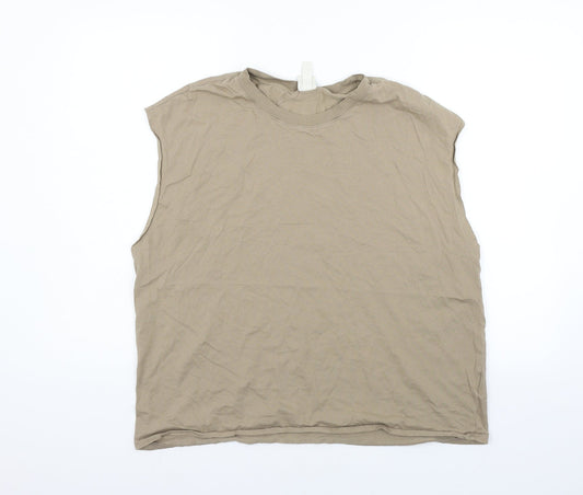 Womens UK Size M H&M Beige Basic T-Shirt