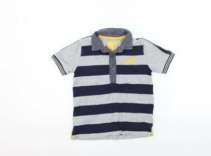 Additional front view of Tu girls’ grey striped basic polo, size 3-4, years