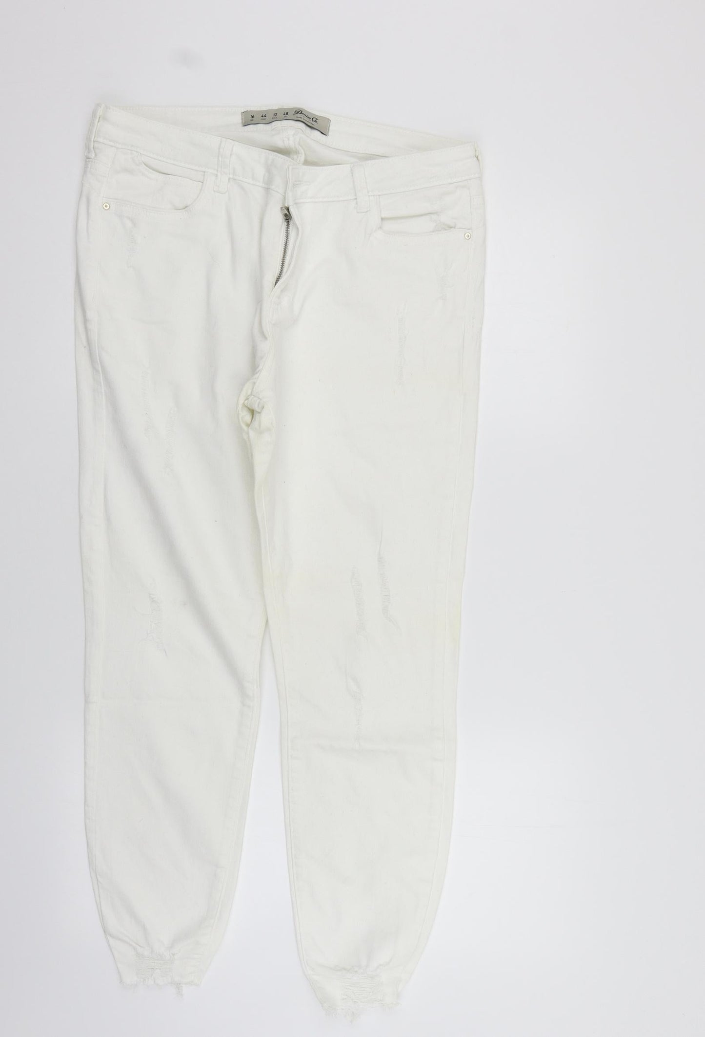 Womens UK Size 16 deniem & co Regular Fit  White Trousers