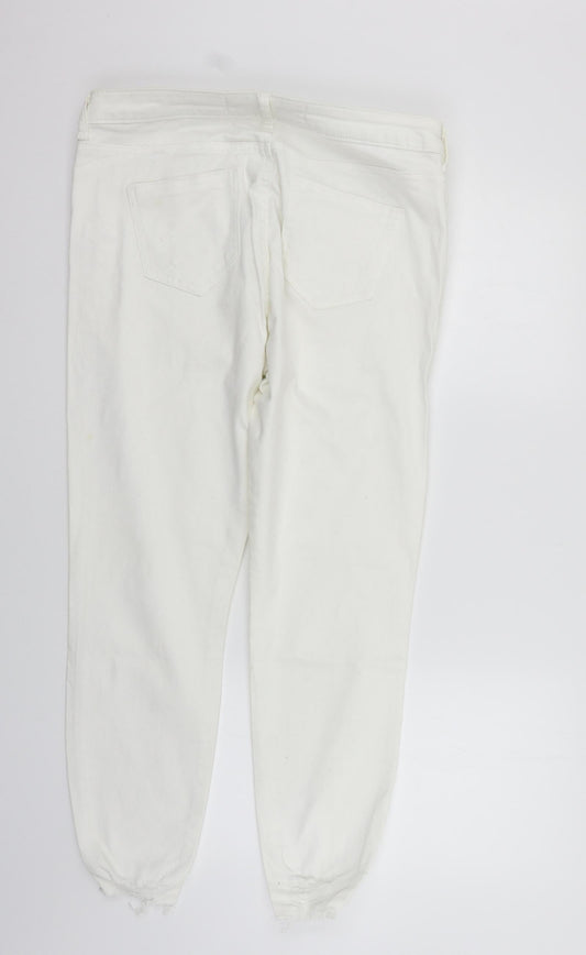 Womens UK Size 16 deniem & co Regular Fit  White Trousers