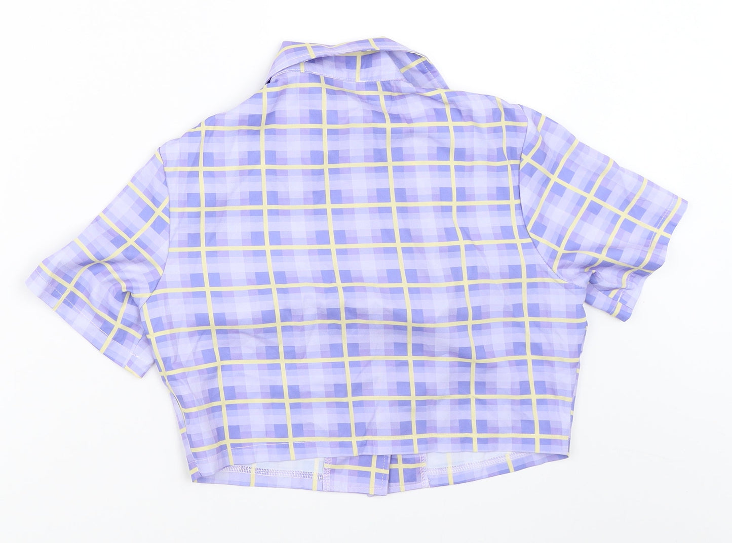 SheIn Womens Purple Check  Basic Button-Up Size S