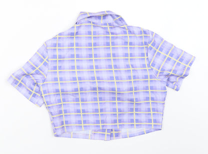 SheIn Womens Purple Check  Basic Button-Up Size S
