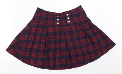 SheIn Womens Blue Check  Skater Skirt Size S