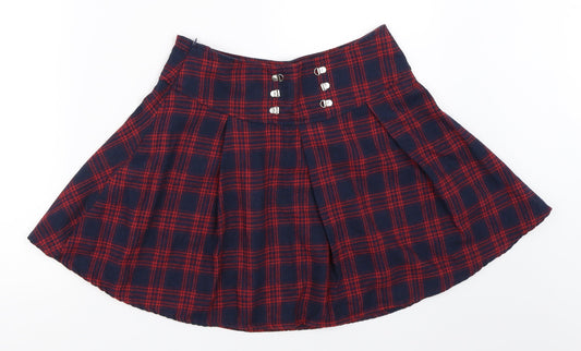 SheIn Womens Blue Check  Skater Skirt Size S