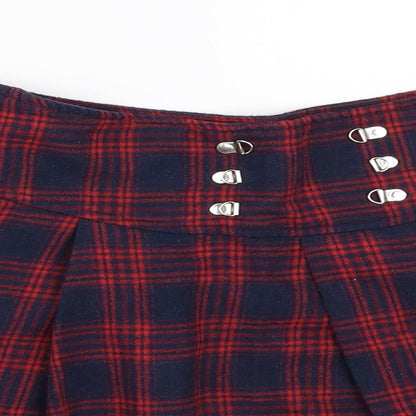 SheIn Womens Blue Check  Skater Skirt Size S