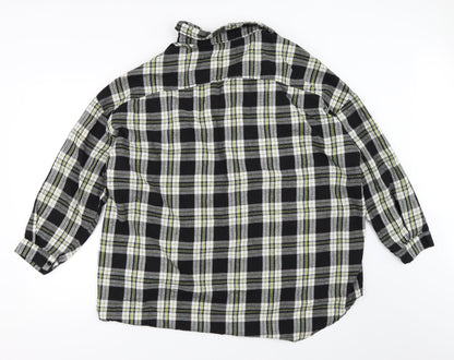 Boohoo Womens Black Check  Basic Button-Up Size 10