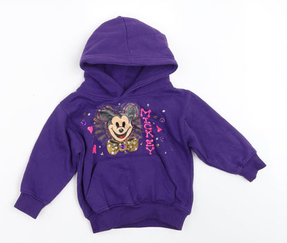 Uneek Girls Purple   Pullover Hoodie Size 3-4 Years  - mickey mouse