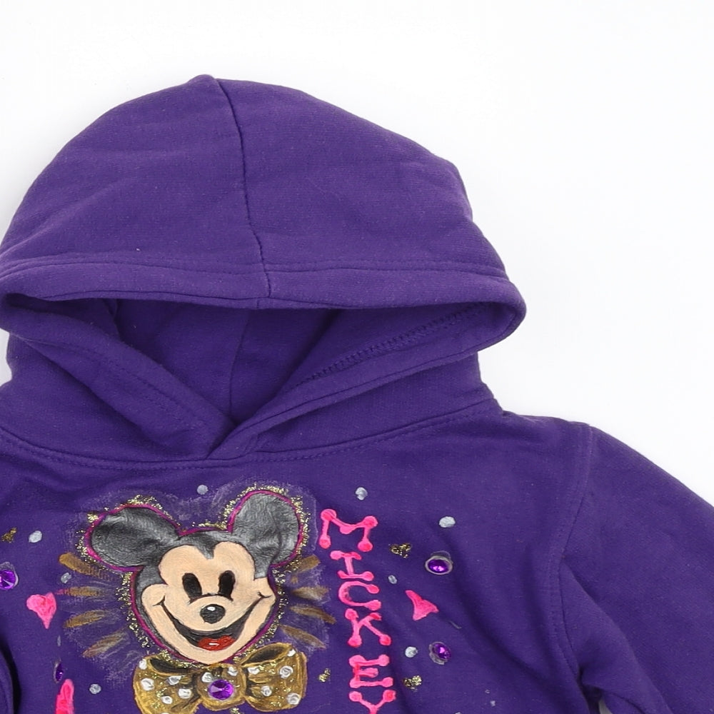 Uneek Girls Purple   Pullover Hoodie Size 3-4 Years  - mickey mouse