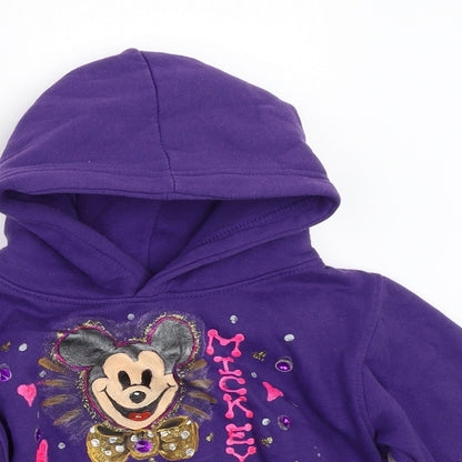 Uneek Girls Purple   Pullover Hoodie Size 3-4 Years  - mickey mouse